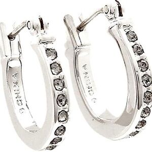 NWT Coach Silver Tone Pave Signature Earrings